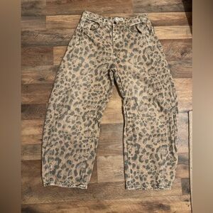 We The Free Animal Print Good Luck Barrel Jeans